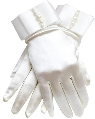 SOIMISS 1paar Hochwertige Satin-hochzeits-handschuhe Für Damen Elegante Kurze Brauthandschuhe Für Festlichkeiten Für Hochzeiten Verlobungen Und Besondere Anlässe Weiß