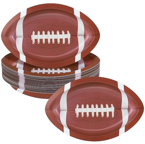 Kochorie 25 Pieces Football Plastic Serving Trays Football Party Plates Football Snack Serveware for Game Day Football Party Decorations Disposable Sports Game Birthday Party