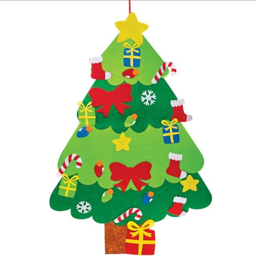 Baker Ross FN338 Árbol de Navidad gigante de fieltro para colgar en la pared - Decoración navideña para niños, Árbol de Navidad infantil