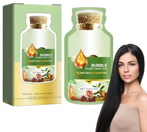 Tintura per Capelli a Bolle Vegetali, Crema Colorante Per Capelli Anti-Danno Agli Estratti Vegetali, Shampoo Colorante Istantaneo per Capelli, Shampoo Capelli Neri
