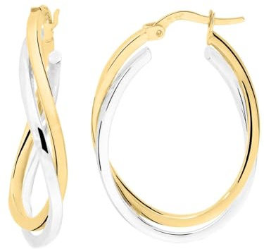 My Gold Damen Creolen Ohrringe 585 Weißgold & Gelbgold (14 Karat) Damenohrringe Bicolor Ø 33 mm Isabella C-07922-G462