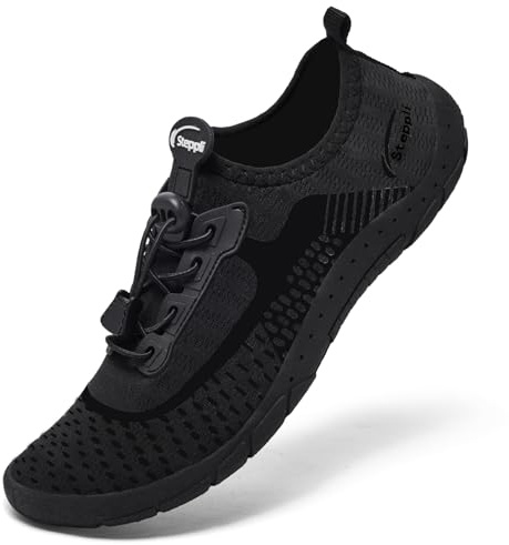 Steppli Water Shoes Pool Sea Surf Aqua Quick-Dry Weitsuit Non Slip Lightweight Shoes for Men Women Black EU43=UK9.5
