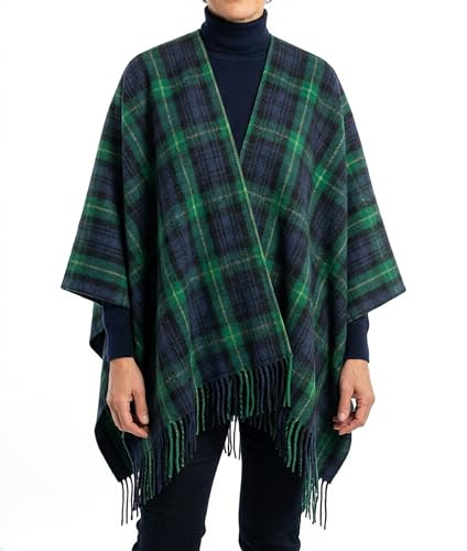 Merino Wool Unisex Tartan Cape, One Size (UK, Alpha, One Size, Regular, Regular, Gordon)