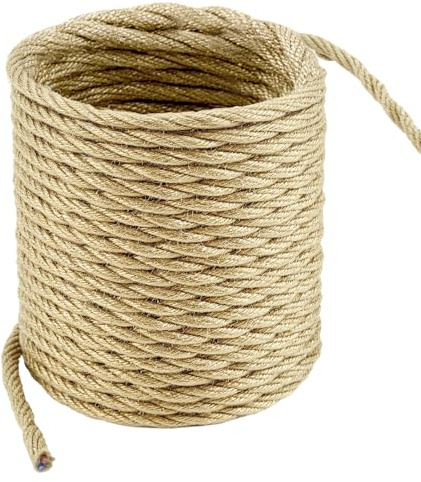 QWORK® Câble Electrique Textile 10M,2 Conducteurs x 0,75 mm², pour Éclairage DIY