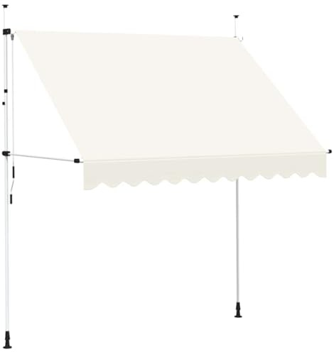 Myheimly Markise, Klemmmarkise Einziehbar, Sonnenmarkise für Balkon Garten Terrasse, Balkonmarkise Einstellbare Höhe,Creme,250 cm