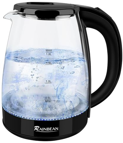 Glass Electric Kettle, Hot Water Kettle Electric for Tea and Coffee, 1.8 L Fast Boiling Tea Kettle with Food Grade Material, Auto Shut-Off and Boil-Dry Protection