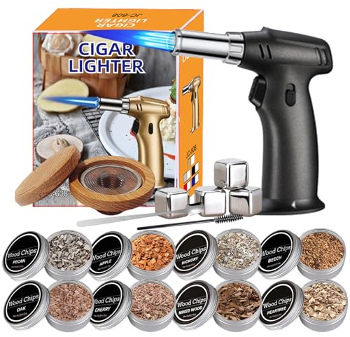 RoseFlower Kit Fumoir Whisky, Nostalgia Smoker Kit pour Whisky, Boissons, Bourbon, Steak, Poisson et Fromage - Nourriture et Boissons Infusées de Fumée - Cadeau pour Mari, Père, Hommes