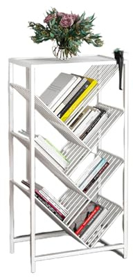 Tidningsställ, Tidningsställ I Stålgolv, 6/8/10-lagers Arkivförvaring, Lutande Displayyta, For Bibliotek, Skolor, Hem Och Butiker(White,85x40cm)