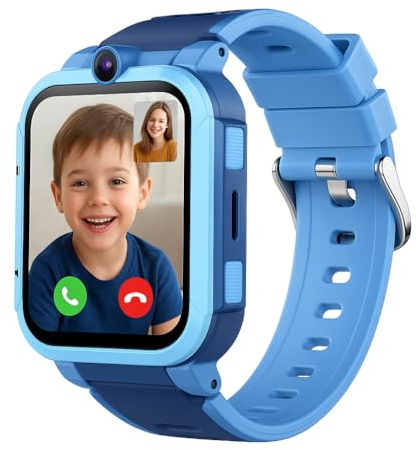 Reloj inteligente Android 4G para niños con tarjeta SIM, rastreador GPS WiFi, video HD y llamadas de voz, IP67 impermeable reloj inteligente para niños con botón SOS, cámara, mensajería, reproductor