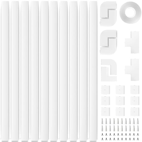 Lot de 10 goulottes autocollantes blanches - 400 cm - En PVC (L 40 x l 2,4 x H 1,4 cm) - Avec accessoires - Pour cacher les câbles TV et électriques - Pour la maison, le bureau et l'école