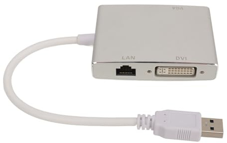 Adattatore video USB 3.0 4K Hub multiporta 4 in 1 con porta Ethernet HDMI VGA DVI Convertitore in lega di alluminio per configurazione doppio monitor PC portatile Mac