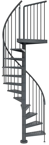 DOLLE Gardenspin Aussen - Spindeltreppe in Anthrazit (Anthrazit, Geschoßhöhe 266,5-305,5 cm/Durchmesser 125 cm)