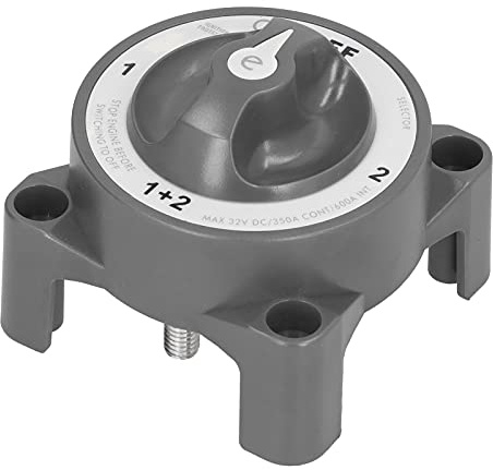 TARSHYRY 4-läges Batteribrytare med 3/8 16 Terminaler, IP66 Vattentät Klass för Husbilar och Husbilar, 32V 350A Kapacitet Heavy Duty Power Control (#12)