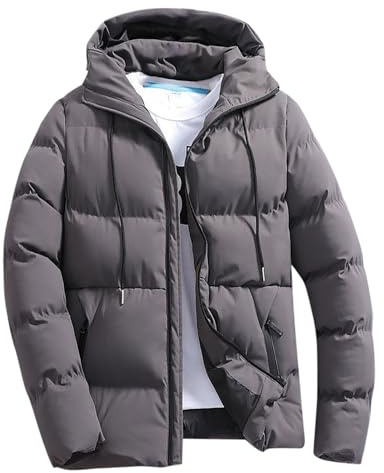 Udbeksid Giubbotto Uomo Invernale Elegante Antivento Giacca con Cappuccio Piumino da Lavoro Casual Tinta Unita Fit Elegante Giubbino da Lavoro Maniche Lunghe Antivento Winter Jacket