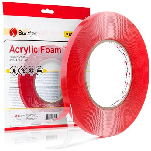 Sanojtape Cinta Doble Cara Extrafuerte Transparente Adhesiva 9mm x 10m Adhesivos para Pared Automóviles Alfombra LED Nano Número de Placa Tape