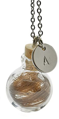 Wunschkugel Mini Glasanhänger mit Gravur Buchstabe & Edelstahlkette | Befüllbar, Personalisierbar, Erinnerungsschmuck, Für Frauen, Männer & Haustier-Andenken, Geschenkidee