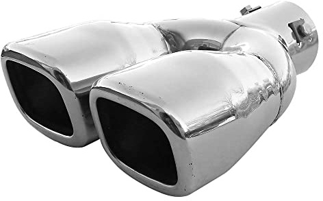 Auspuffblende Doppelrohr Endrohr Edelstahl Auto Endrohrblenden Auspuffendrohr Auspuffrohr Tuning Universell Schalldampf Blende Sport Rund Chrom Auspuffspitzen