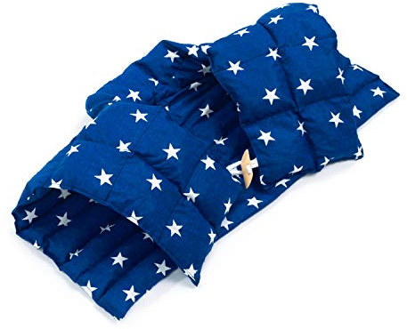Amilian - Cuscino termico per la cervicale con schienale e collo alto con noccioli di ciliegia, stelline blu