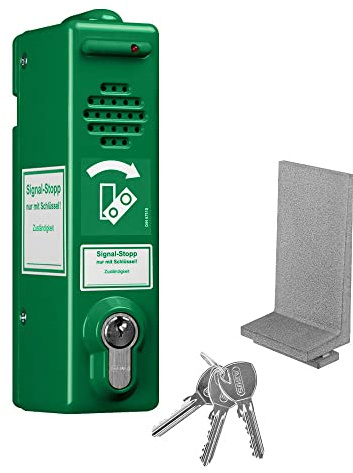 TMS PRO SHOP Türwächter gleichschließend, 80 dB/105 dB, mit Adapter für Paniktreibriegel aus Aluminium, Art.-Nr. 70896 | Türwächter Notausgang | Fluchttürwächter | Türwächter Alarm