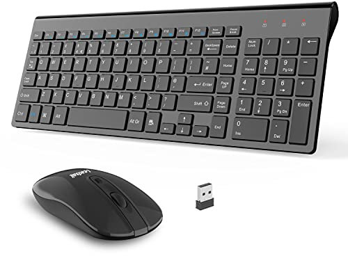 LeadsaiL Wireless Keyboard and Mouse Set, Wireless USB Mouse and Compact Computer Keyboards Combo, QWERTY UK Layout for HP/Lenovo Laptop and Mac