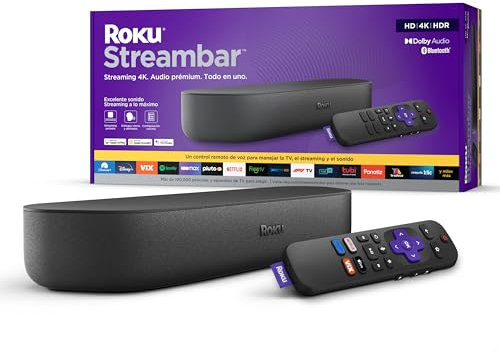 Roku Streambar 4K/HD/HDR Streaming Device and Premium Audio All in One Includes Voice Remote Control