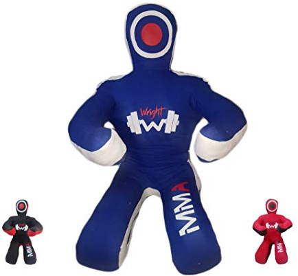 BJJ Brazilian JIU Jitsu Wrestling Dummy for Grappling, Submission, Mixed Martial Arts, MMA Training, Punching, Throwing and Judo Karate Practice (UNFILLED) (Blue Canvas, 59)