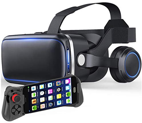 RSGK Auriculares de Realidad Virtual, Gafas 3D VR con Controlador, para teléfonos Inteligentes 4.7 -6.0, adecuados para Juegos en 3D y Regalos de Video para niños y Adultos