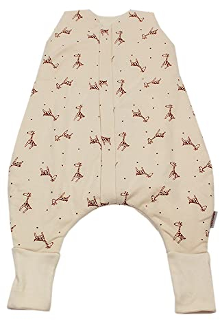 HOBEA-Germany Schlafsack für Babys - Babyschlafsack mit Füßen (Giraffe beige - S 70 cm)