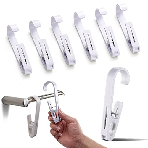 Dreamark Wäsche Haken 6 Stück Robuste Klemmhaken Kleiderbügel Clip Klammerhaken Ideal als Stiefel Hosen Schuhe Socke Handtuch Aufhänger (Weiss)