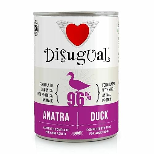 Generico Disugual Monoproteico Anatra Cibo Umido Ipoallergenico per Cani Adulti 12 SCATOLETTE da 400 GR CADAUNO