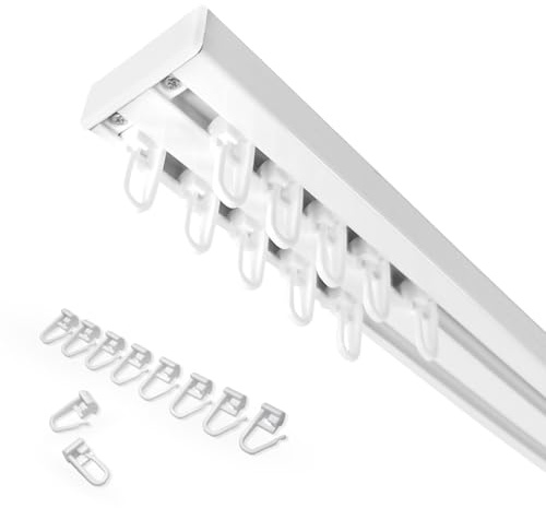 Home-Vision Gardinenschiene Serie X 2-läufig 360cm - mit Faltenlegehaken | Vorhangschiene 2-läufig, 3-läufig oder 4-läufig Aluminium, Inkl. Befestigungsmaterial, für Schiebevorhang