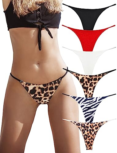 KUKU PANDA Sexy G String Perizoma per Donne Hot Filo Elastico in Cotone Mutandine Senza Cucitura Tangas Biancheria Intima Pacco da 6 Slip