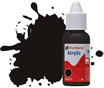 Humbrol Acrylic Paint No 201 Black Metallic dropper bottle (DB0201),14ml