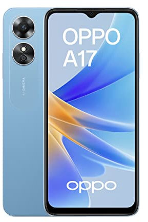 Oppo A17 - Smartphone 4G, 4 GB Ram e 64 GB, doppio sensore fotografico da 50 MP, 5 MP frontale, schermo LCD da 16,7 cm, 60 Hz, batteria da 5000 mAh, blu