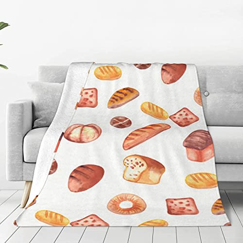 MIYOLI 3D Kuscheldecke 220x240 Flanell Fleecedecke Brot Decke Lebensmittel, Flauschig Mikrofaser Wohndecke Rosa, für Sofadecke Couchdecke Sofaüberwurf Bettüberwurf