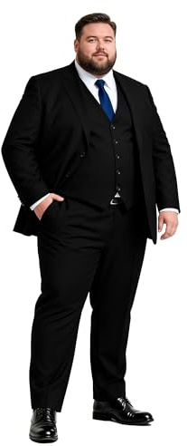 GATMSTZ 3 Piece Suits for Men Big and Tall Regular Fit Blazer Men Tuxedo Suit Set Classic Fit Jacket Vest Pants (Black 50R)