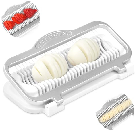 Egg Slicer for Hard Boiled Eggs Banana Slicer, Aluminium & Stainless Steel Wires Heavy Duty Bigger for Strawberry Mushroom, Dishwasher Safe