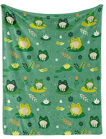 Frog Blanket, Soft Flannel Lightweight Throw Blanket for Kids, 50 x 60 Inch | Frog Gifts for Girls Boys Kids, All Season Cartoon Animal Throw Blanket for Sofa Couch Bed Bedroom Home Decorations