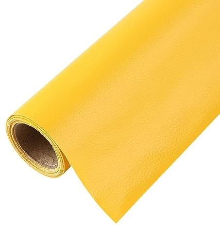 Parche De Cuero Tonshingics,Un Rollo De Parche ReparacióN De Cuero Autoadhesivo SintéTico De Bricolaje Para El Asiento Del AutomóVil, Sofá, ReparacióN Y RenovacióN De Cuero amarillo 2 100 x 137 cm