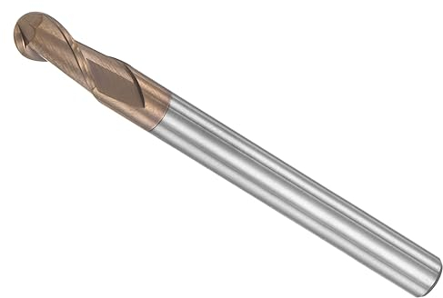 CoCud Ball Nose End Mill, 3mm Radius 6mm Shank 100mm Length, AlTiN Coated M30 Tungsten Carbide 2 Flutes Milling Cutter Bit - (Applications: for Stainless Steel Hardened Steel)