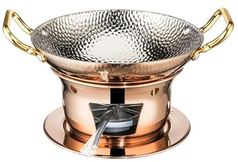 UGCER Chafing Dish Buffet Set, 304 Stainless Steel Round Buffet Warmers Pan for Parties, Events, Wedding, Camping, Dinner,Copper,26cm