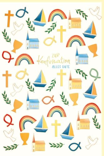 Skorpion Konfirmationsglückwunschkarte mit Goldfolie & Blindprägung - Taube, Kreuz, Kirche, Regenbogen, Fisch, Kelch - mit Umschlag