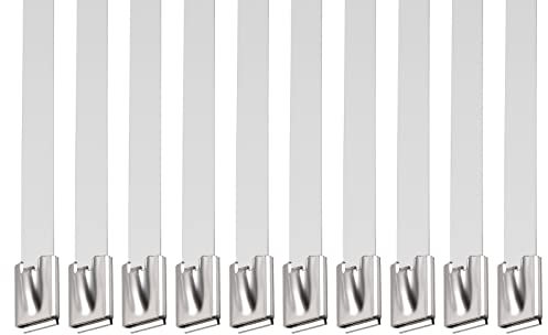 DTGN 31.5x0.47(LxW) Tie Wraps - 10Pack - Good for Furniture Electronic Equipment - 304 Stainless Steel Self-Locking Cable Zip Ties - Silver