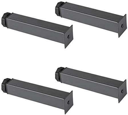 Adjustable Cold-Rolled Iron Single Hole Bed Frame Legs,Reinforced Furniture Cabinet Side Legs,Thickened Load-Bearing Bed Beam Support Legs,10-30cm,with Screws,4pcs (27cm/10.6in) (Gray 18cm/7.1in)