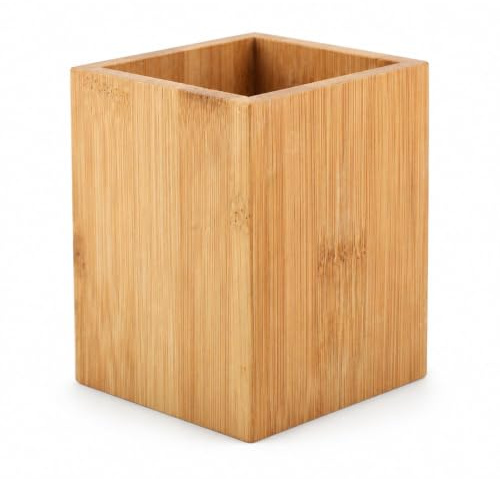 VOBOR Pot a Crayon en Bois, Porte-Stylo en Bambou Bureau, Organisateur de Rangement, pour Le Bureau, La Maison, École, Pinceaux de Maquillage, 10 x 8 x 8cm