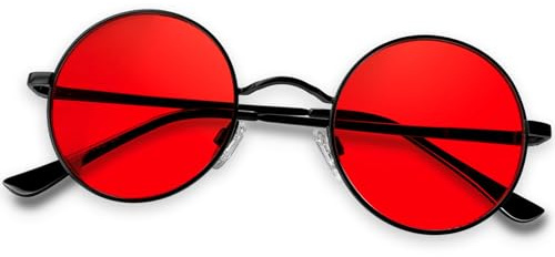 KANASTAL Retro Rund Sonnenbrille Herren Damen | Klassische, Polarisierte, Metallrahmen, Vintage Hippie Rave, UV400 Schutz, Verspiegelt, 70s 80s 90s, Festival, Coole Cosplay