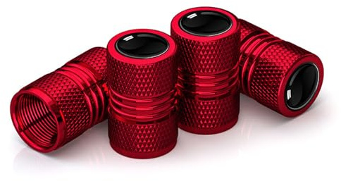 Tyre Valve Stem Caps, 4PCS Universal Dust Caps for Car Motocycle Bike Tire Wheel Covers (Red)
