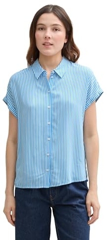 TOM TAILOR Denim Damen Kurzarm-Bluse mit Muster