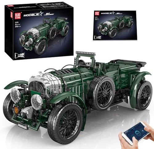 Mould King 13191 Technik Britischer Oldtimer Auto Modell Baukasten, APP Ferngesteuert Sportwagen Klemmbausteine Bausatz für Erwachsene Sammler (3918+ Stücke) | Mould King Technik RC Oldtimer Sportwagen Klemmbausteine Bausatz mit App-Steuerung, 3918 Teilen, detailreiches Modell
