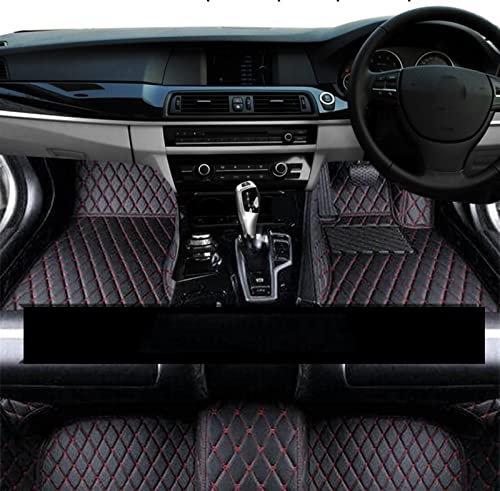 DZSFDGDDFGD Autoteppich Fußmatten Für Q7 4M MK2 2016~2022 7-Sitzer-Automatten Komplettset Auto-Fußmatte Luxus-Lederteppich Anti-Schmutz-Pad(RHD Black Red)